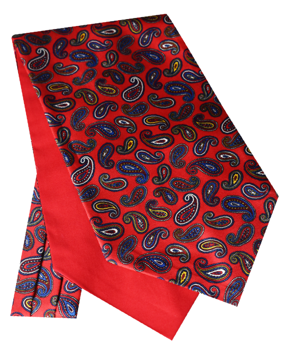 Fine Silk Paisley Pattern Cravat in Bright Red